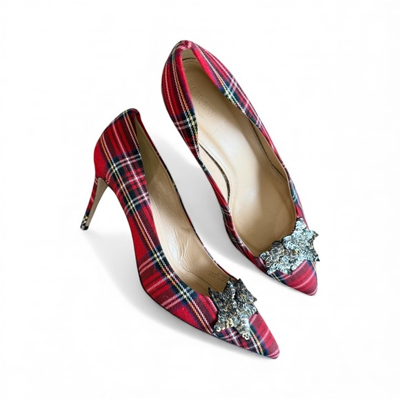 J Crew Star Sequenced Red Tartan Holiday Heels|J Crew Tartan Holiday Heel - Picture 5 of 15
